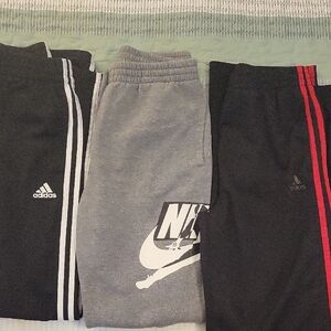 Adidas and Nike Kids Bottoms Set - Black, Gray, and Black with Red
